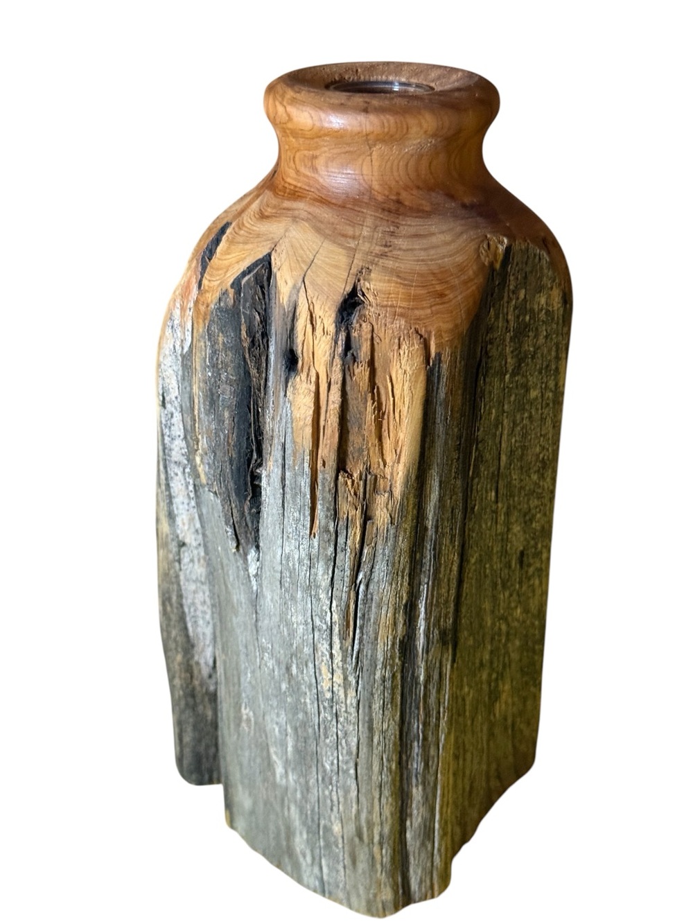 Handturned Wooden Accent Vase in Brown and Black - Picture 4 of 6